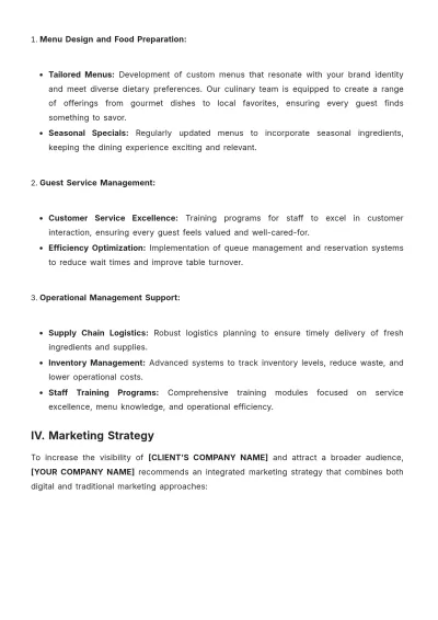 Free Restaurant Service Proposal Template to Edit Online