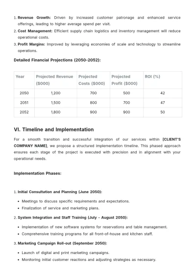 Free Restaurant Service Proposal Template to Edit Online