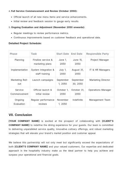 Free Restaurant Service Proposal Template to Edit Online