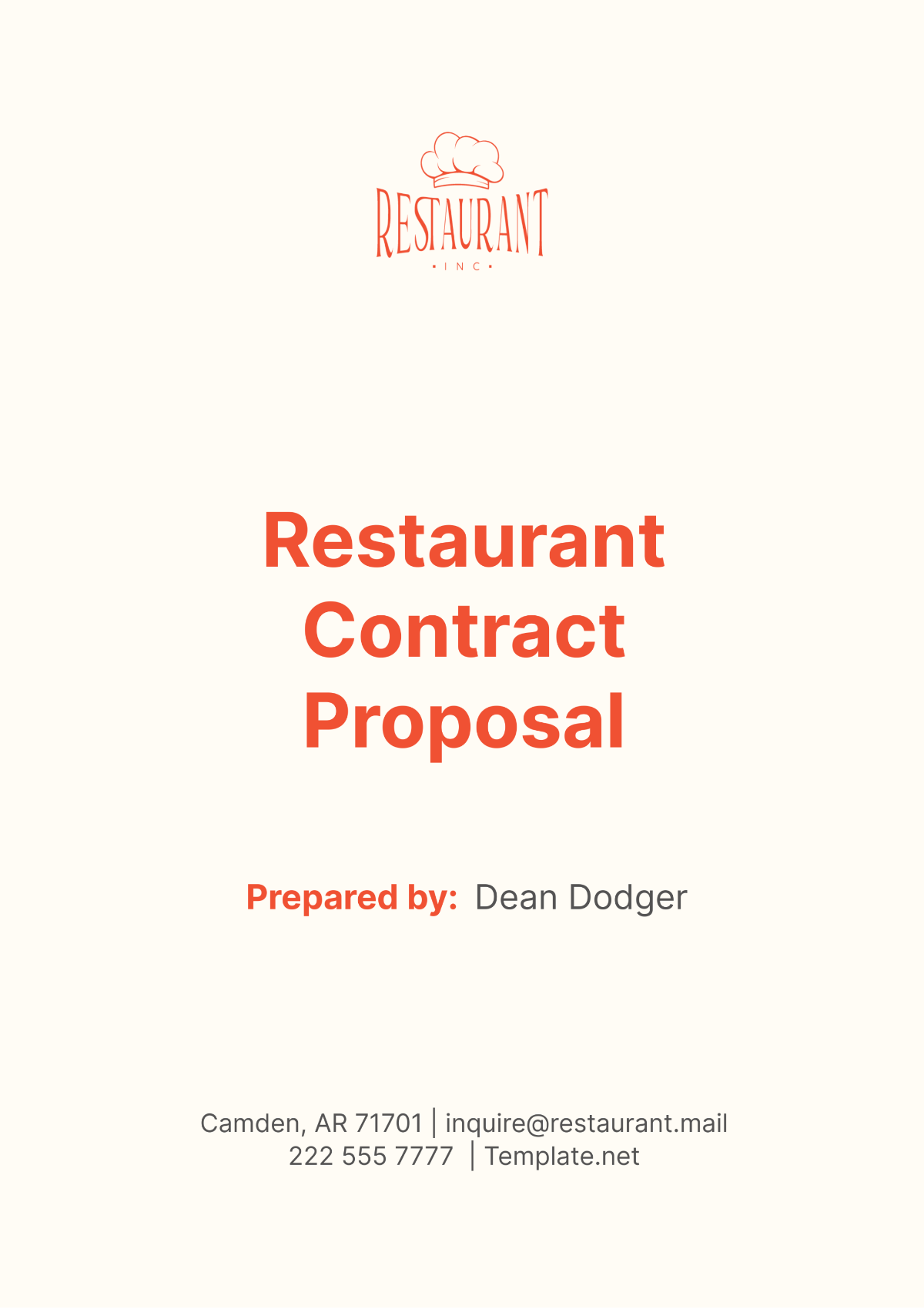 Restaurant Contract Proposal Template - Edit Online & Download