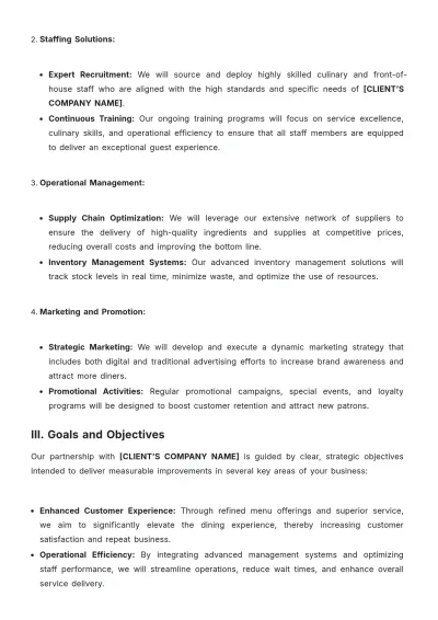 Free Restaurant Contract Proposal Template to Edit Online