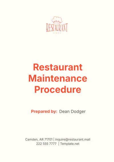 Free Restaurant Maintenance Procedure Template to Edit Online