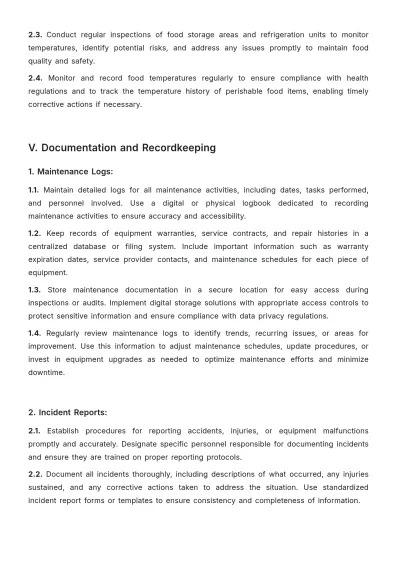Free Restaurant Maintenance Procedure Template to Edit Online