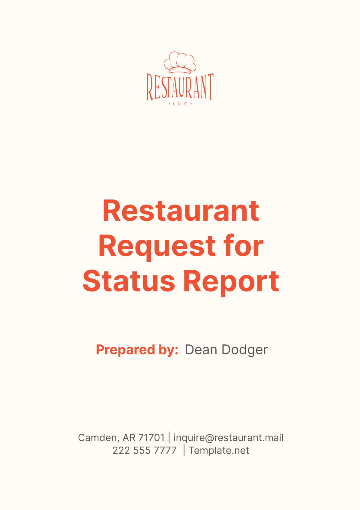 Restaurant Request for Status Report Template - Download | Template.net