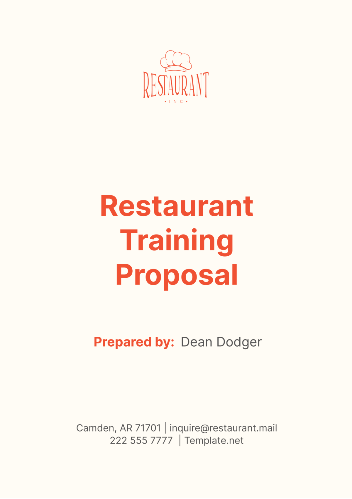Restaurant Training Proposal Template