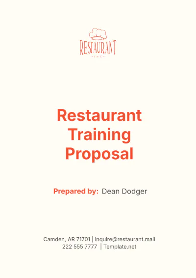 Free Restaurant Training Proposal Template to Edit Online