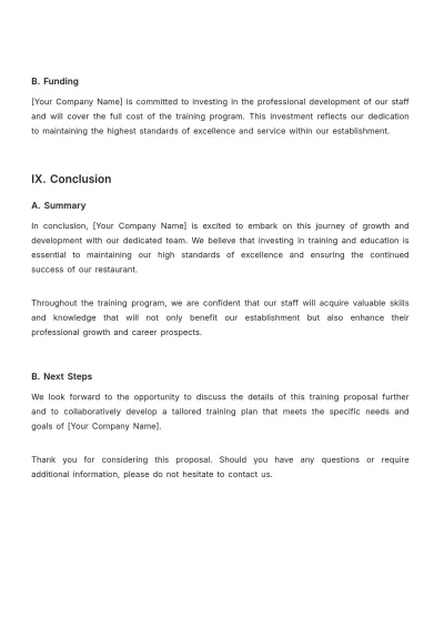 Free Restaurant Training Proposal Template to Edit Online