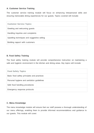 Free Restaurant Training Proposal Template to Edit Online