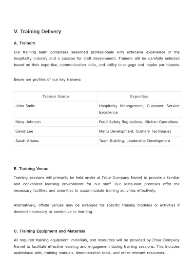 Free Restaurant Training Proposal Template to Edit Online