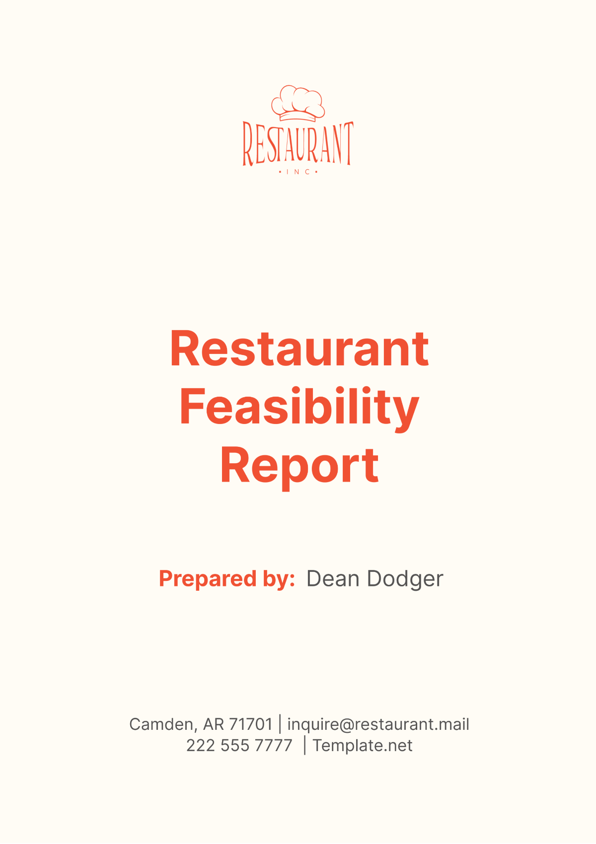 Restaurant Feasibility Report Template - Edit Online & Download