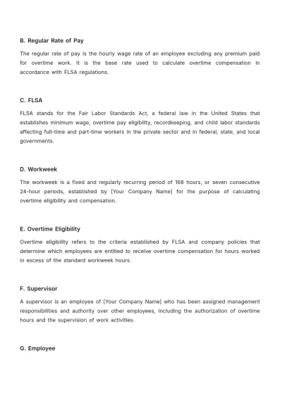 Free Restaurant Overtime Procedure Template to Edit Online
