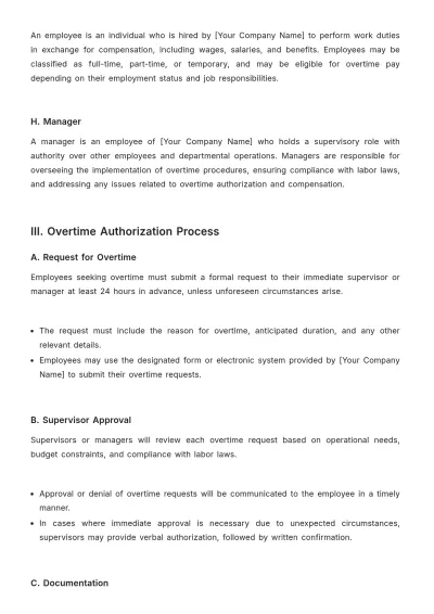 Free Restaurant Overtime Procedure Template to Edit Online