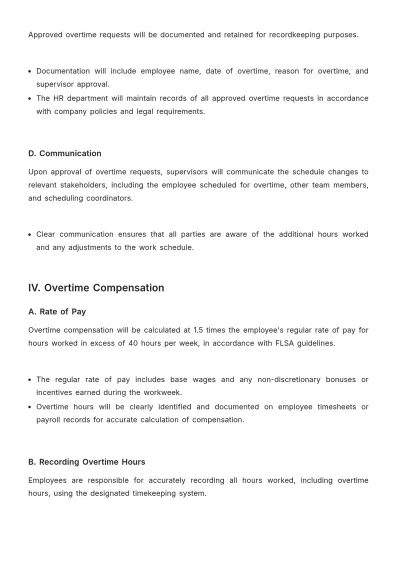 Free Restaurant Overtime Procedure Template to Edit Online