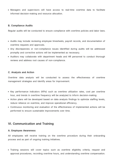 Free Restaurant Overtime Procedure Template to Edit Online