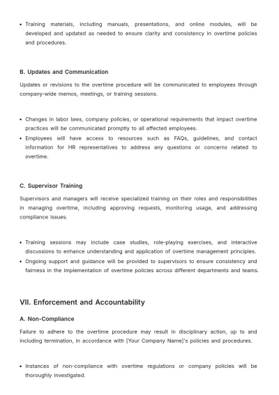 Free Restaurant Overtime Procedure Template to Edit Online