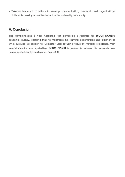 Free 5 Year Academic Plan Template to Edit Online