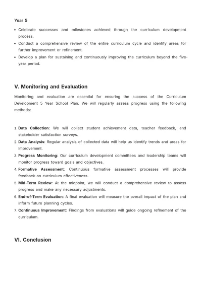 Free 5 Year School Plan Template to Edit Online