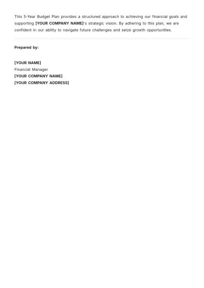 Free 5 Year Budget Plan Template to Edit Online