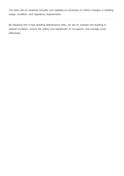 Free 5 Year Building Maintenance Plan Template to Edit Online