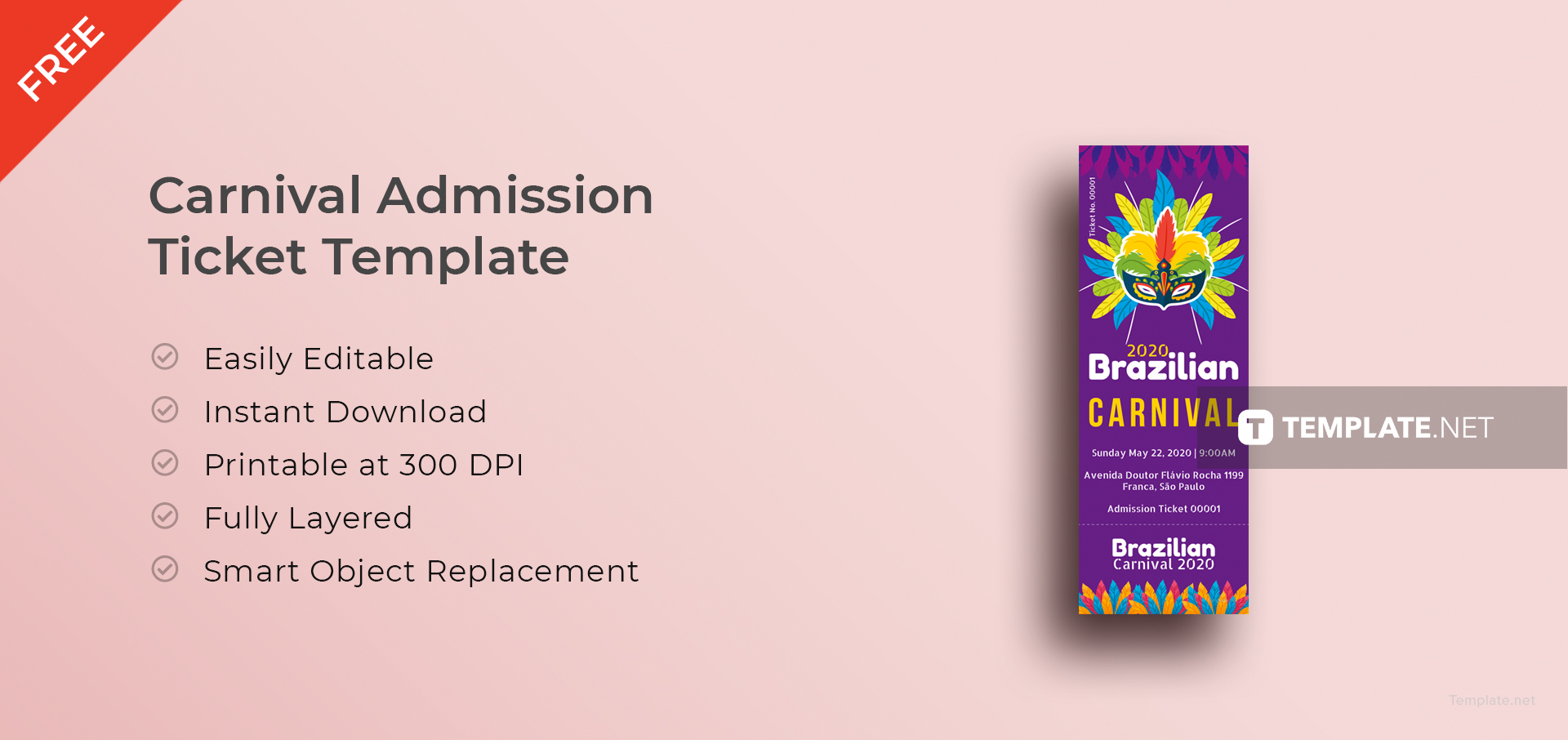 Free Carnival Admission Ticket Template in Adobe Microsoft