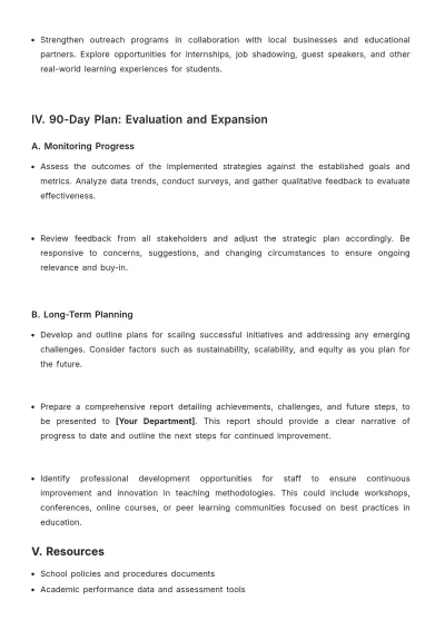 Free 30-60-90 Day Plan For School Leaders Template to Edit Online