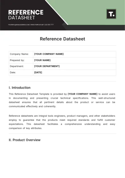 Free Reference Datasheet Template to Edit Online