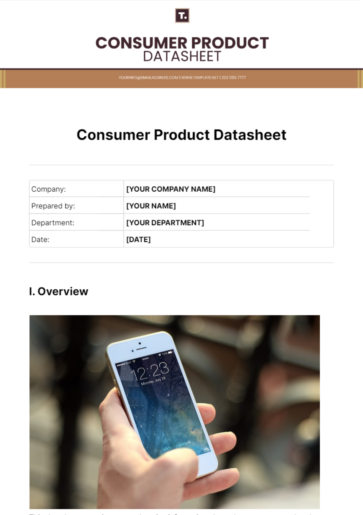 Consumer Product Datasheet Template - Edit Online & Download