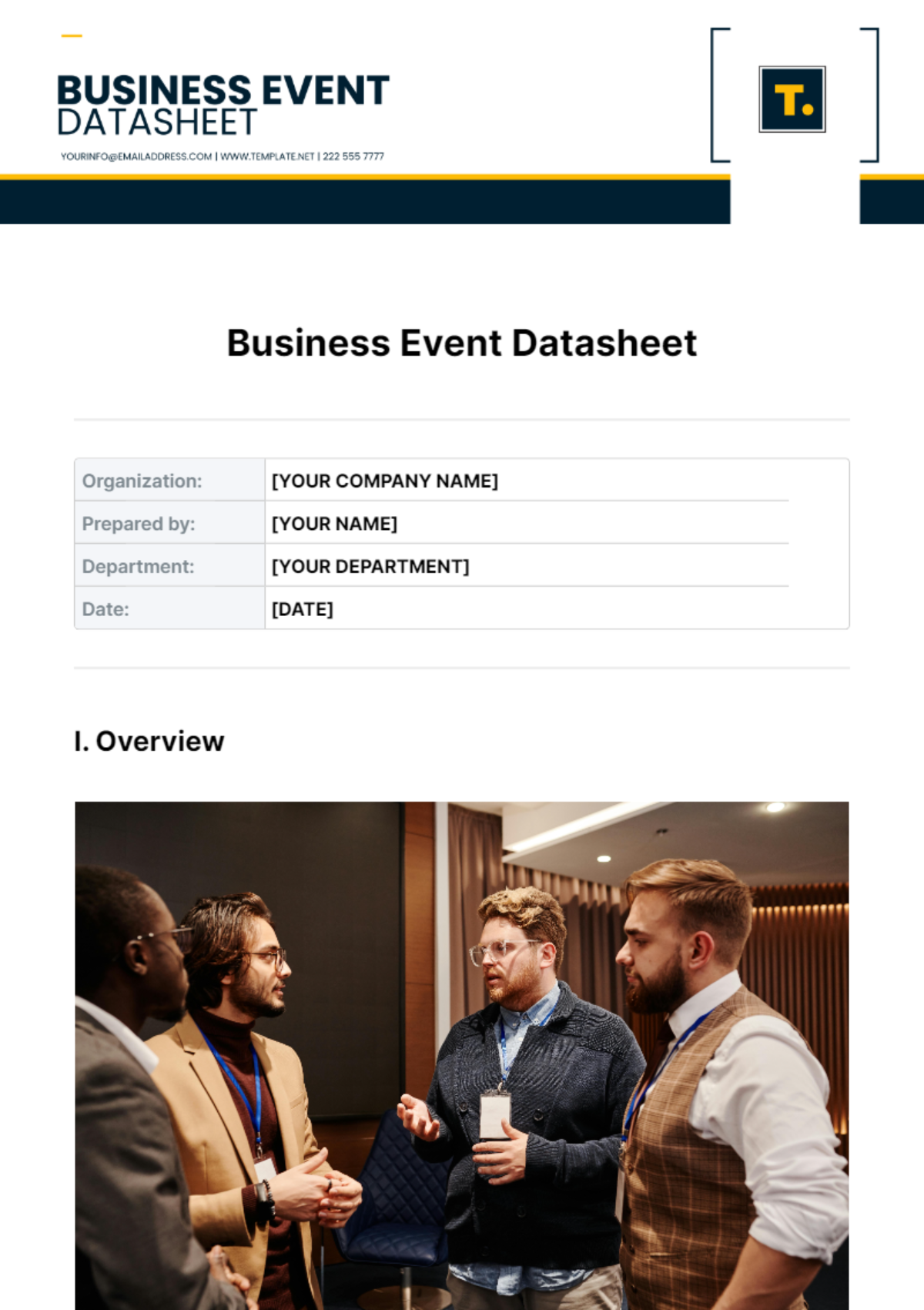 Business Event Datasheet Template - Edit Online & Download