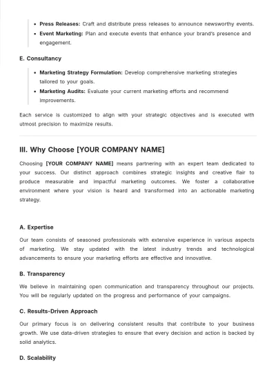 Free Marketing Agency Datasheet Template to Edit Online