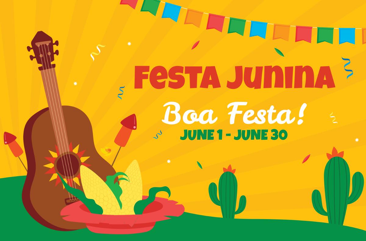 Free Yellow Festa Junina Banner Template