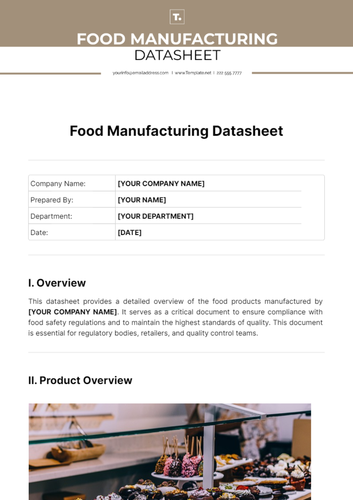 Food Manufacturing Datasheet Template - Edit Online & Download