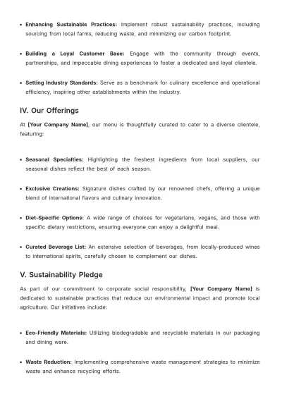 Free Restaurant Concept Statement Template to Edit Online