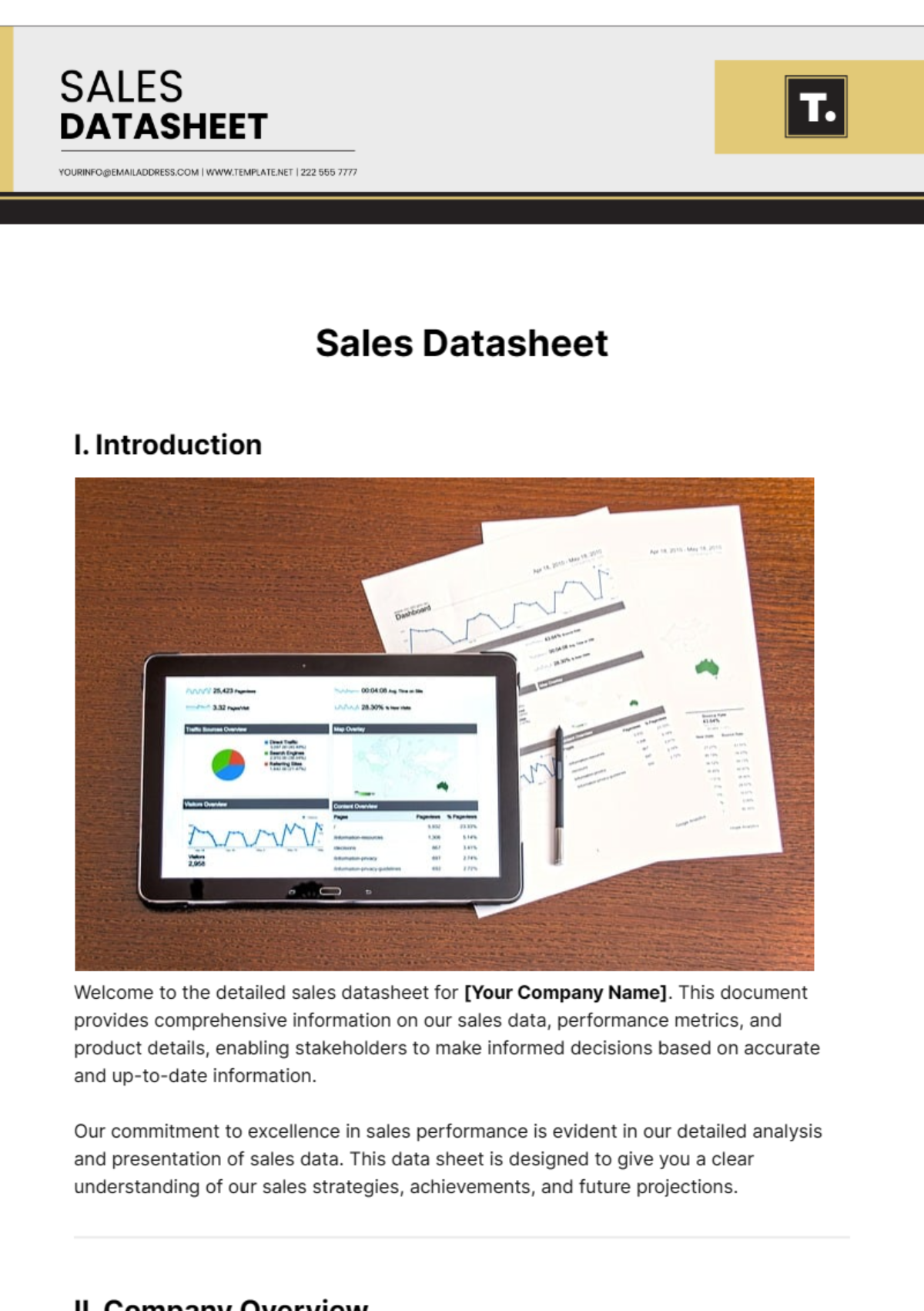 Sales Datasheet Template - Edit Online & Download