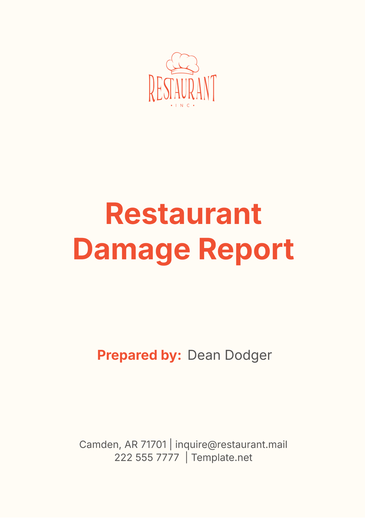 Restaurant Damage Report Template - Edit Online & Download