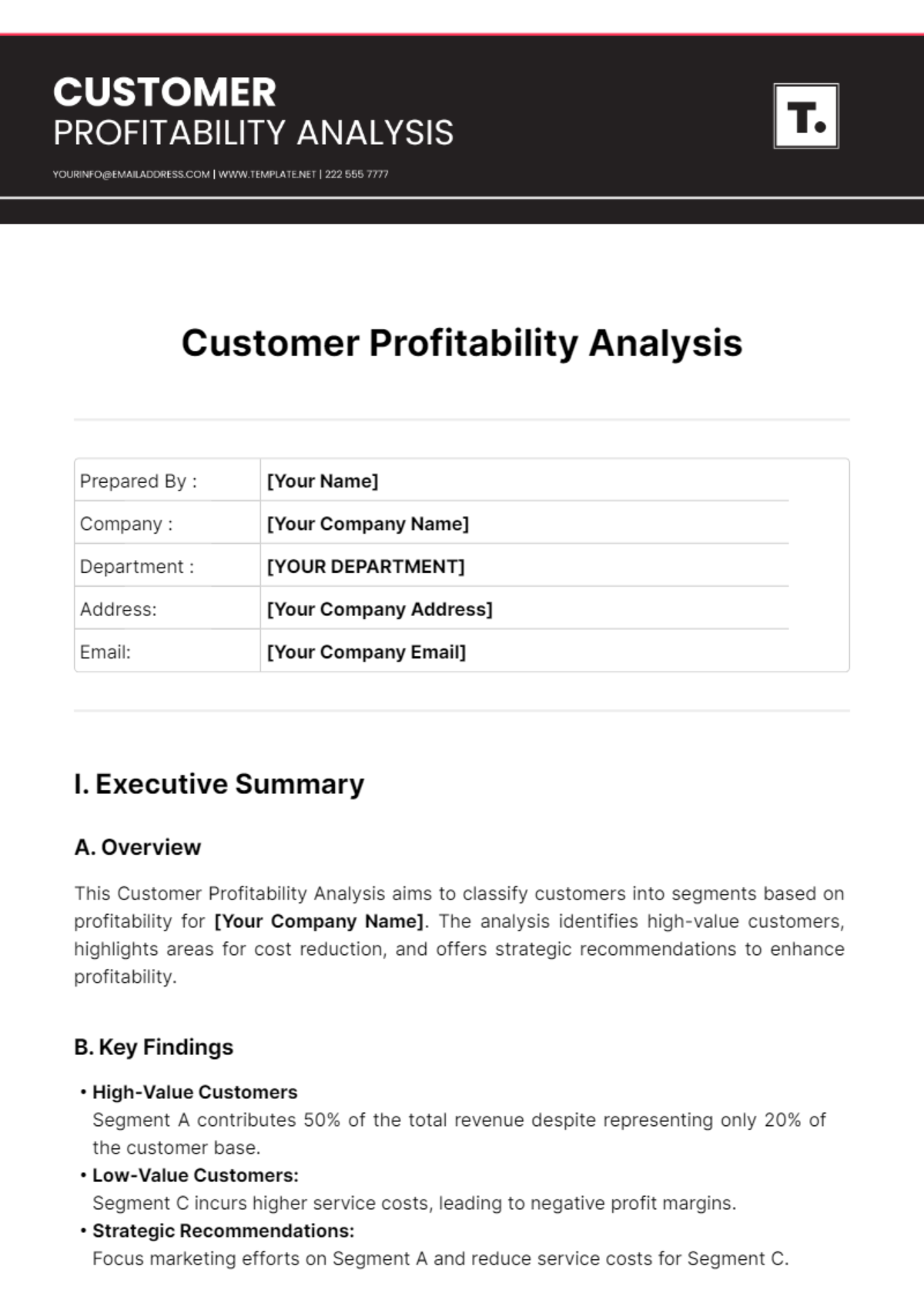 Customer Profitability Analysis Template - Edit Online & Download