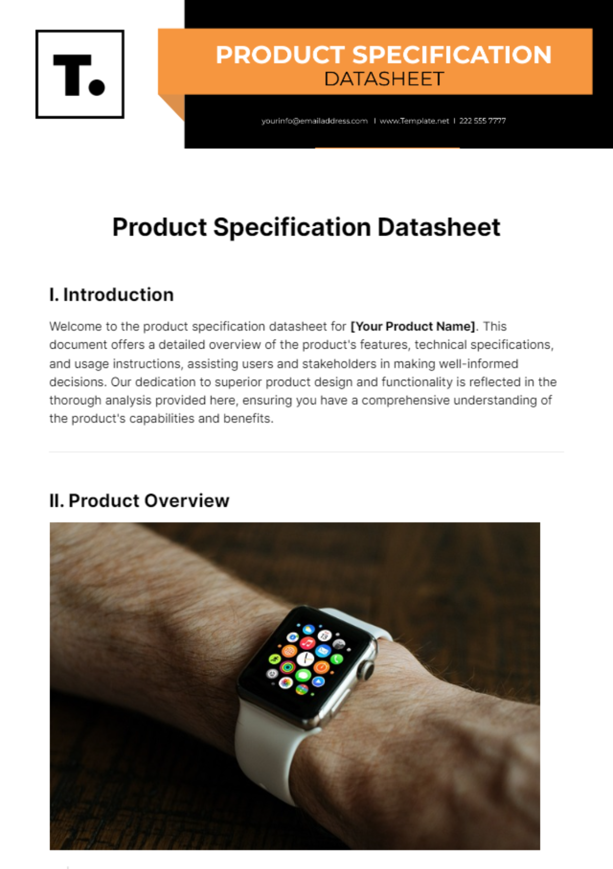 Free Product Specification Datasheet Template to Edit Online