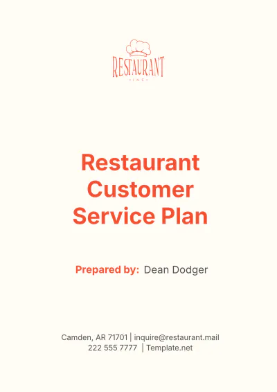 Free Restaurant Customer Service Plan Template to Edit Online