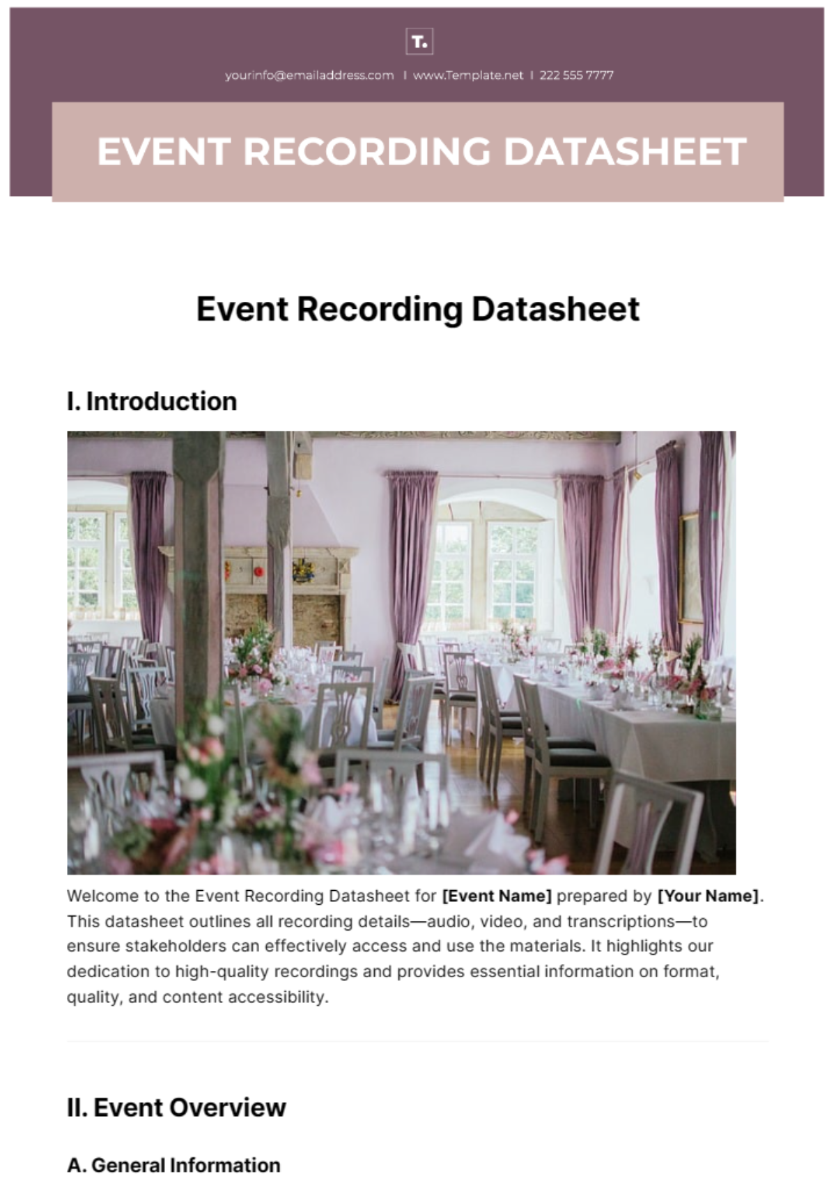 Event Recording Datasheet Template - Edit Online & Download