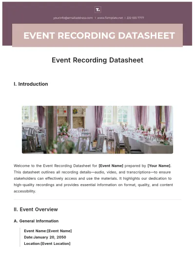 Free Event Recording Datasheet Template to Edit Online