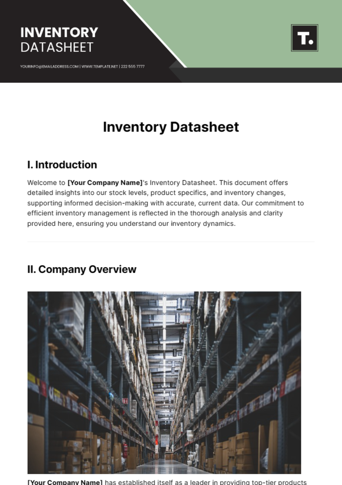 Inventory Datasheet Template - Edit Online & Download