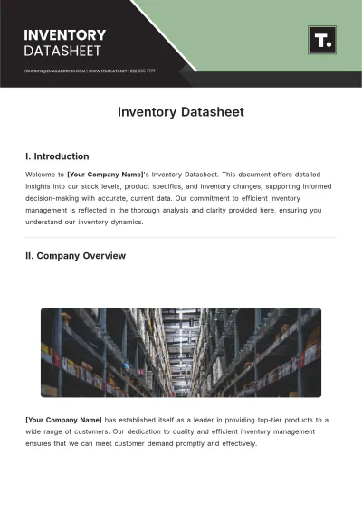 Free Inventory Datasheet Template to Edit Online