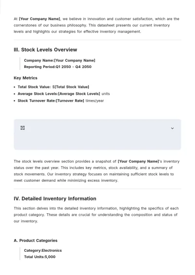 Free Inventory Datasheet Template to Edit Online