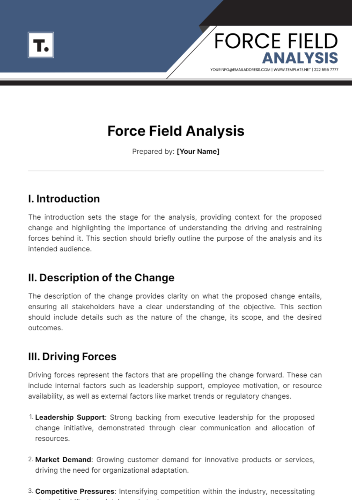 Force Field Analysis Template - Edit Online & Download