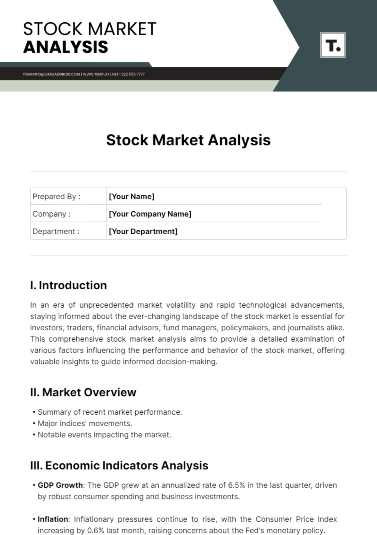 Stock Market Analysis Template - Edit Online & Download