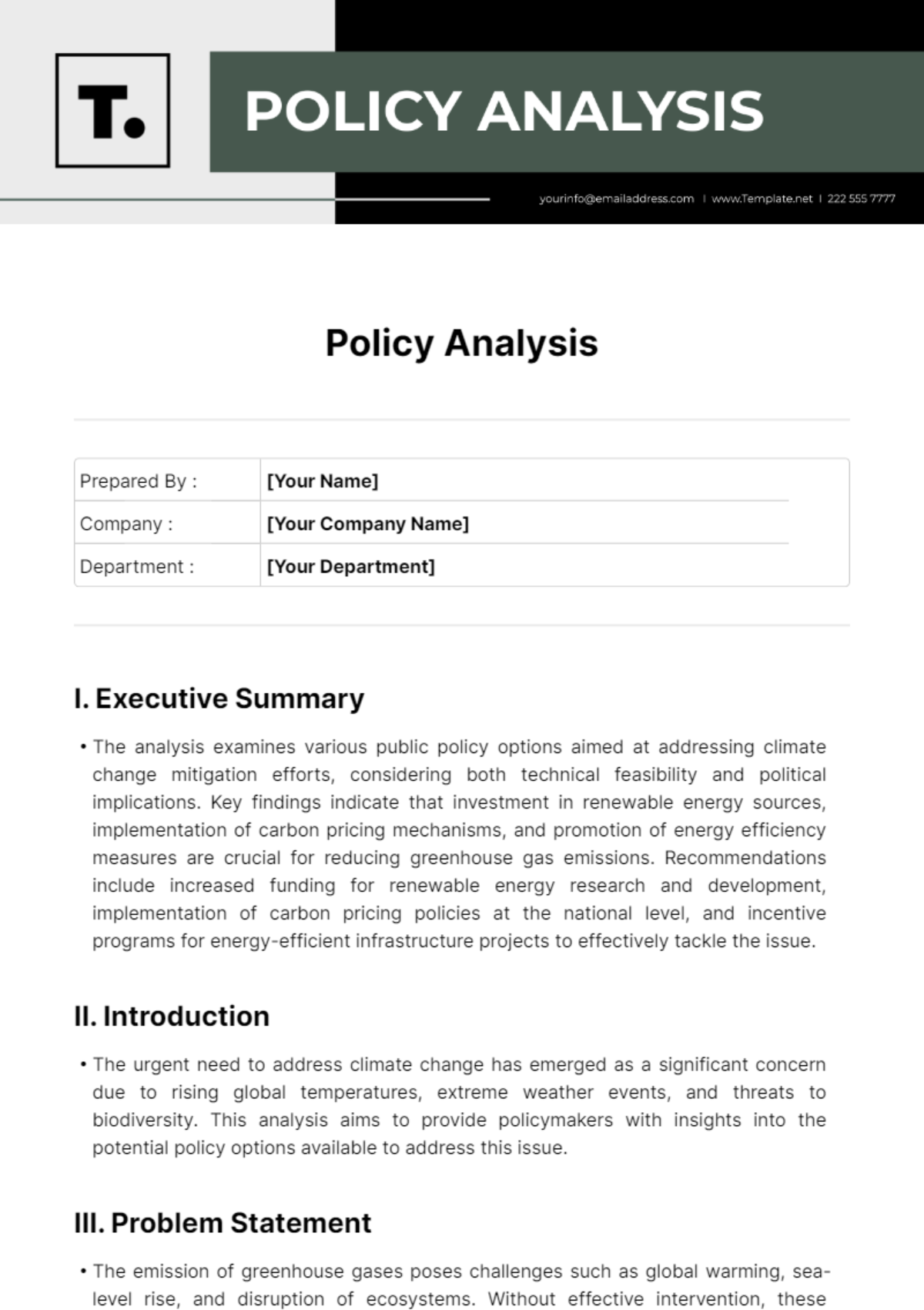 Policy Analysis Template - Edit Online & Download