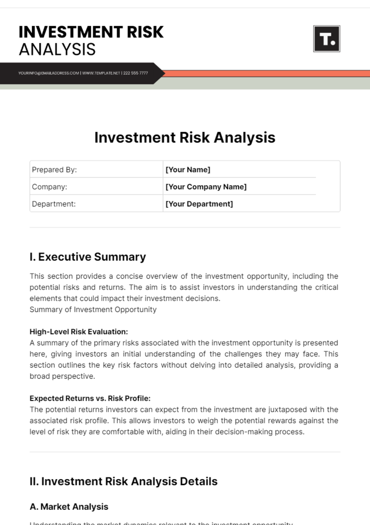 Investment Risk Analysis Template