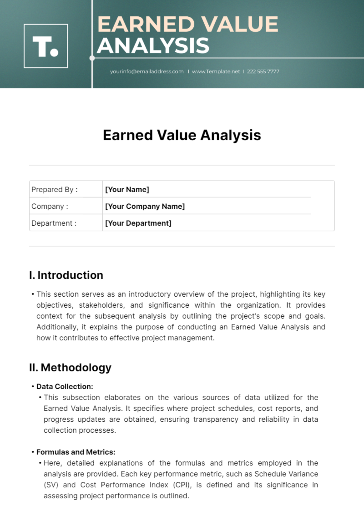 Earned Value Analysis Template - Edit Online & Download