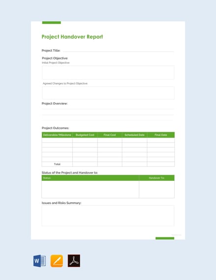 free project handover report template 440x570