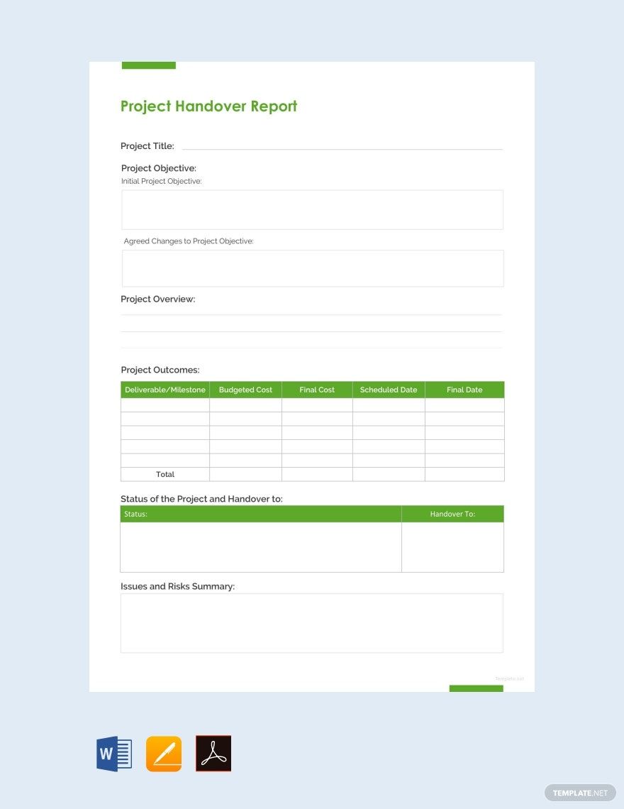 Editable Handover Templates In PDF To Download