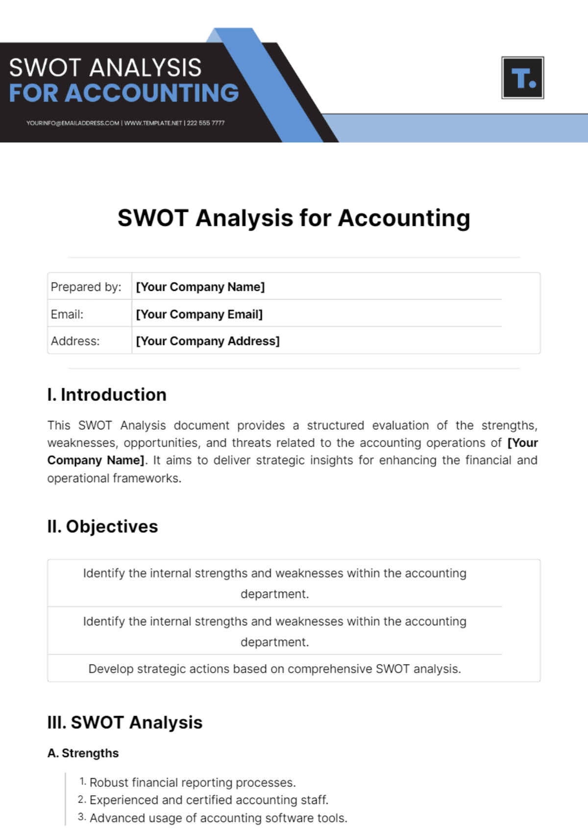 SWOT Analysis For Accounting Template - Edit Online & Download